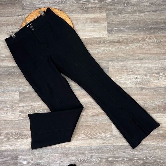 Anthropologie maeve‎ black slit front flare ponte knit pants high rise - Picture 2 of 7